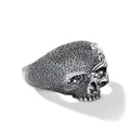 David Yurman sterling silver Waves Skull diamond ring