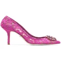 Dolce & Gabbana Taormina-lace crystal-embellished pumps - Pink