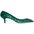 Dolce & Gabbana Rainbow Lace 60mm brooch-detail pumps - Green
