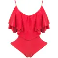 Brigitte ruffled swimsuit - Red