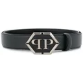 Philipp Plein logo buckle belt - Black