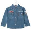 Miki House patch embroidered denim shirt - Blue
