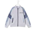Roberto Cavalli Junior Denim patchwork track jacket - Grey