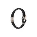 John Hardy Silver Classic Chain Woven Leather Bracelet with Station - Black