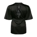 Fleur Of England Onyx lace-embroidered robe - Black