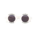 CHANEL Pre-Owned 1990s logo-print round-frame sunglasses - White