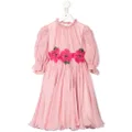 Dolce & Gabbana Kids floral-embroidered chiffon dress - Pink