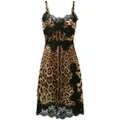 Dolce & Gabbana leopard-print satin slip dress - Brown