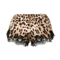 Dolce & Gabbana leopard-print pajama shorts - Brown