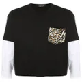 Roberto Cavalli leopard print panel T-shirt - Black