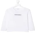 Dolce & Gabbana Kids logo print long sleeve top - White