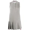 Thom Browne RWB stripe sleeveless pleated tennis dress - Grey