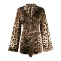 Dolce & Gabbana leopard-print belted pajama shirt - Brown