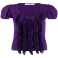 Christian Dior Pre-Owned 2010s ruffled fine knit top - Purple