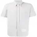 Thom Browne striped short-sleeved seersucker shirt - Grey