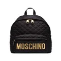 Moschino quilted logo-plaque backpack - Black