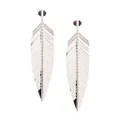 Cadar 18kt white gold large feather drop earrings - Silver