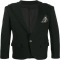 Balmain hooded logo patch blazer - Black