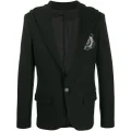 Balmain hooded logo patch blazer - Black