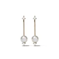 Mizuki 14kt gold Sea of Beauty diamond pearl bar earrings