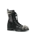 Philipp Plein studded 35mm lace-up boots - Black
