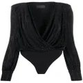 Philipp Plein crystal-embellished wrap bodysuit - Black