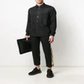 Black Comme Des Garçons metallic side panel trousers