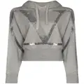 Valentino Garavani VLOGO cropped sequinned hoodie - Grey