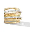 David Yurman 18kt yellow gold Crossover diamond wide ring