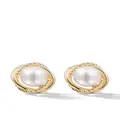 David Yurman 18kt yellow gold Crossover Infinity pearl stud earrings