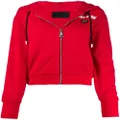 Philipp Plein zip-up logo print hoodie - Red