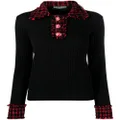 Dolce & Gabbana tweed-detail ribbed-knit top - Black