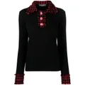 Dolce & Gabbana tweed-detail ribbed-knit top - Black