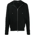 Balmain embossed logo-panel zipped hoodie - Black