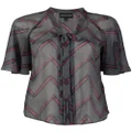 Emporio Armani tie-front zigzag blouse - Grey