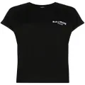 Balmain small flocked logo T-shirt - Black