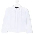 Emporio Armani Kids long sleeve pleated bib shirt - White