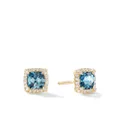 David Yurman 18kt yellow gold Petite Chatelaine topaz and diamond stud earrings - Blue