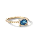 David Yurman 18kt yellow gold Petite Chatelaine topaz and diamond ring - Blue