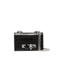 Alexander McQueen mini Jewelled crocodile-embossed satchel - Black