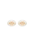 Tory Burch logo-plaque pearl stud earrings - Gold