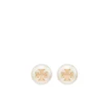 Tory Burch logo-plaque pearl stud earrings - Gold