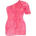 Stella McCartney one shoulder lace mini dress - Pink