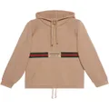 Gucci Web-stripe cotton hoodie - Brown