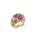 Van Cleef & Arpels pre-owned 18kt yellow gold Contemporary floral diamond, emerald and pink sapphire ring