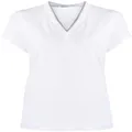 Brunello Cucinelli silvery trim V-neck T-shirt - White