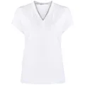 Brunello Cucinelli silvery trim V-neck T-shirt - White