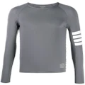 Thom Browne 4-Bar stripe lightweight compress top - Grey