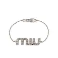 Miu Miu crystal-embellished logo bracelet - Silver