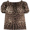 Dolce & Gabbana leopard-print off-shoulder top - Brown